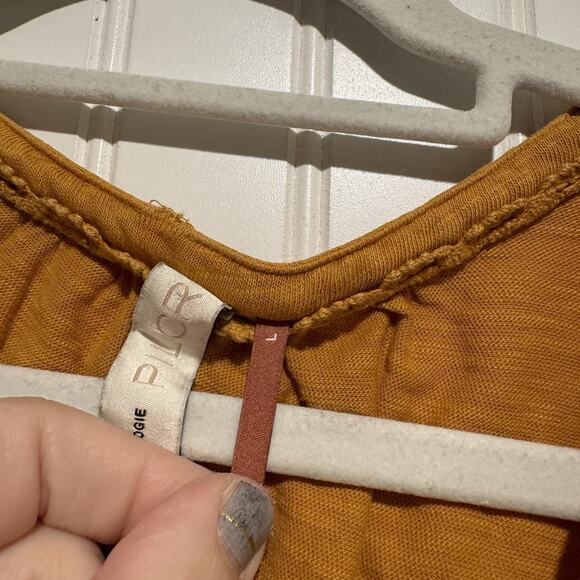 Anthropologie Pilcro Leilia Cotton Ruffled Top Marigold Size Large - Picture 5 of 7